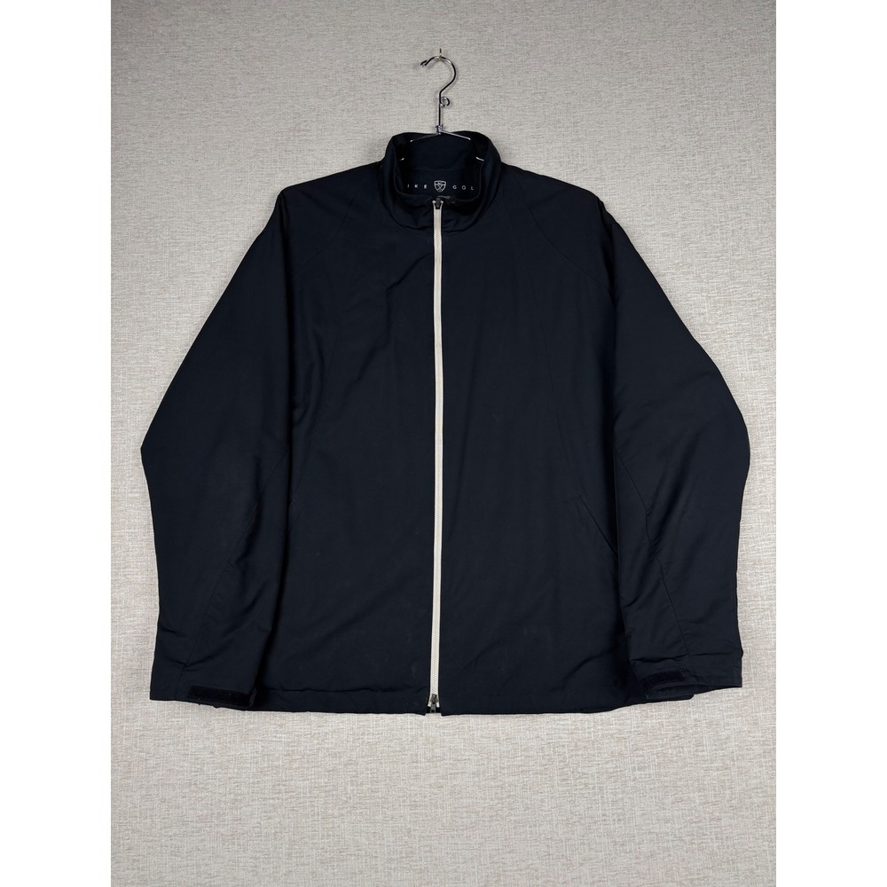 Nike Golf Mens XL Black Full Zip Windbreaker Jacket Mock Neck Lightweight Coat